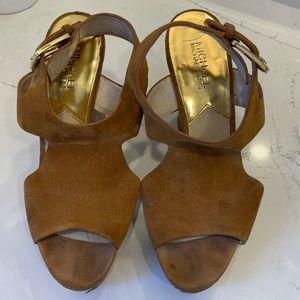Michael Kors tan suede wedge shoes